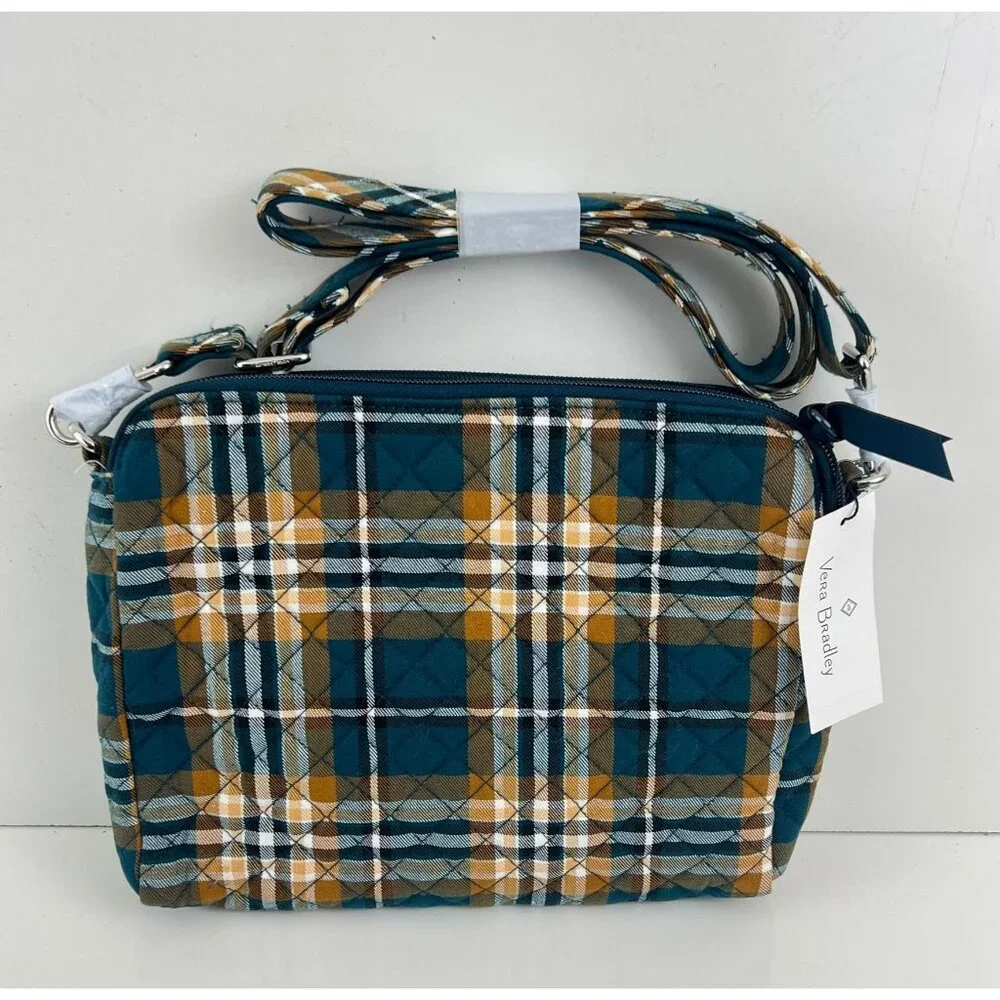 New‎ Vera Bradley Triple Compartment Crossbody Handbag Orchard Plaid NWT